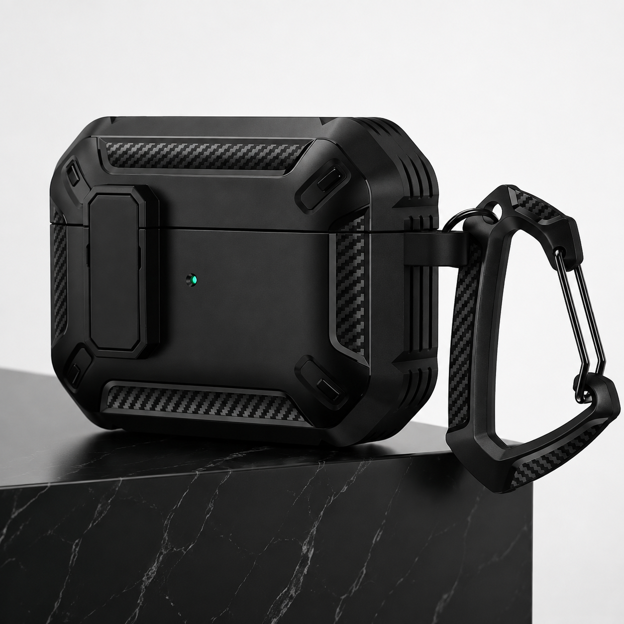 Premium Carbon Fiber AirPods Case Cover Shockproof TPU Protective Case Secure Lock Wireless Charging Anti-Scratch Compatible with AirPods