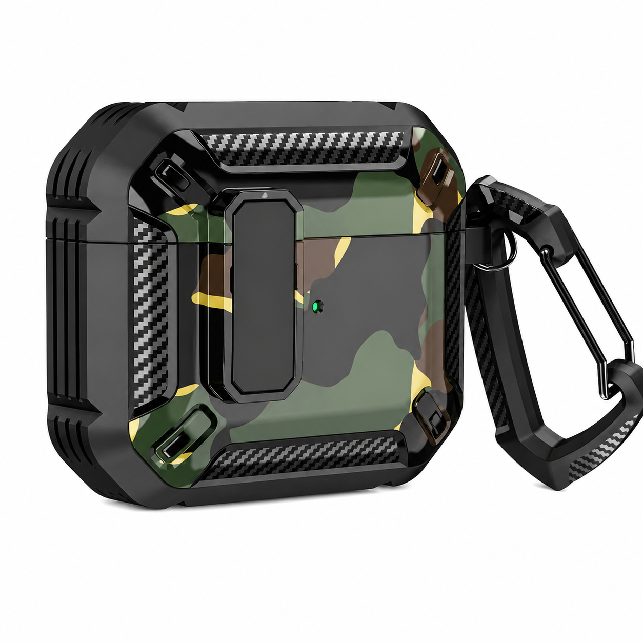 Premium Carbon Fiber AirPods Case Cover Shockproof TPU Protective Case Secure Lock Wireless Charging Anti-Scratch Compatible with AirPods