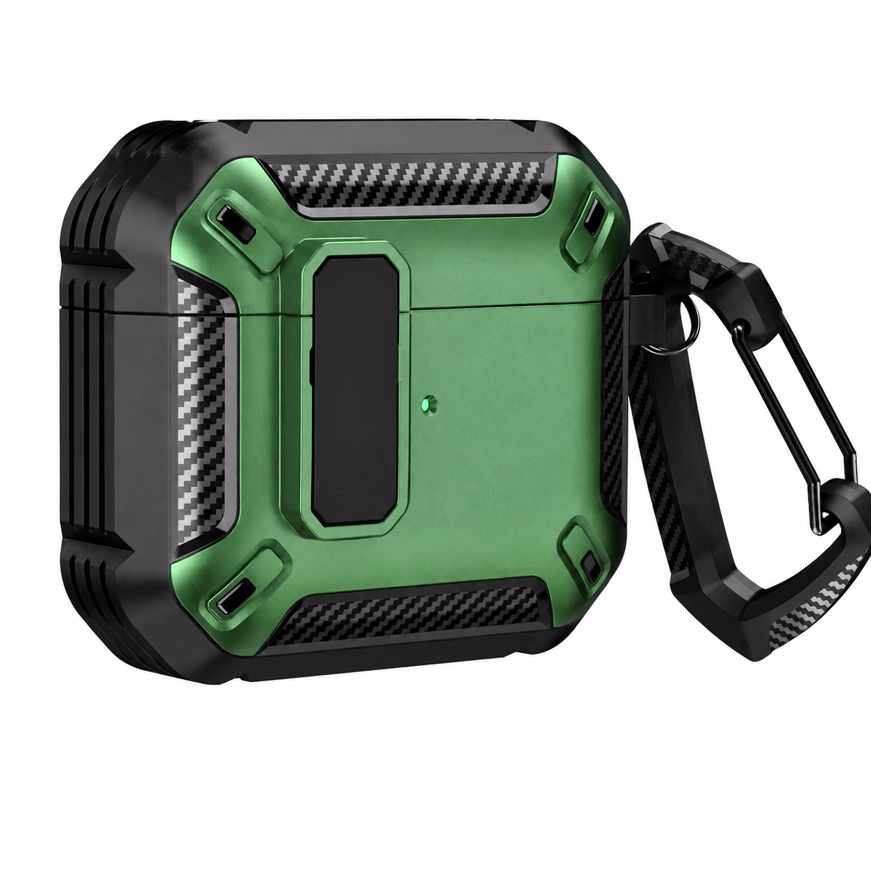 Premium Carbon Fiber AirPods Case Cover Shockproof TPU Protective Case Secure Lock Wireless Charging Anti-Scratch Compatible with AirPods