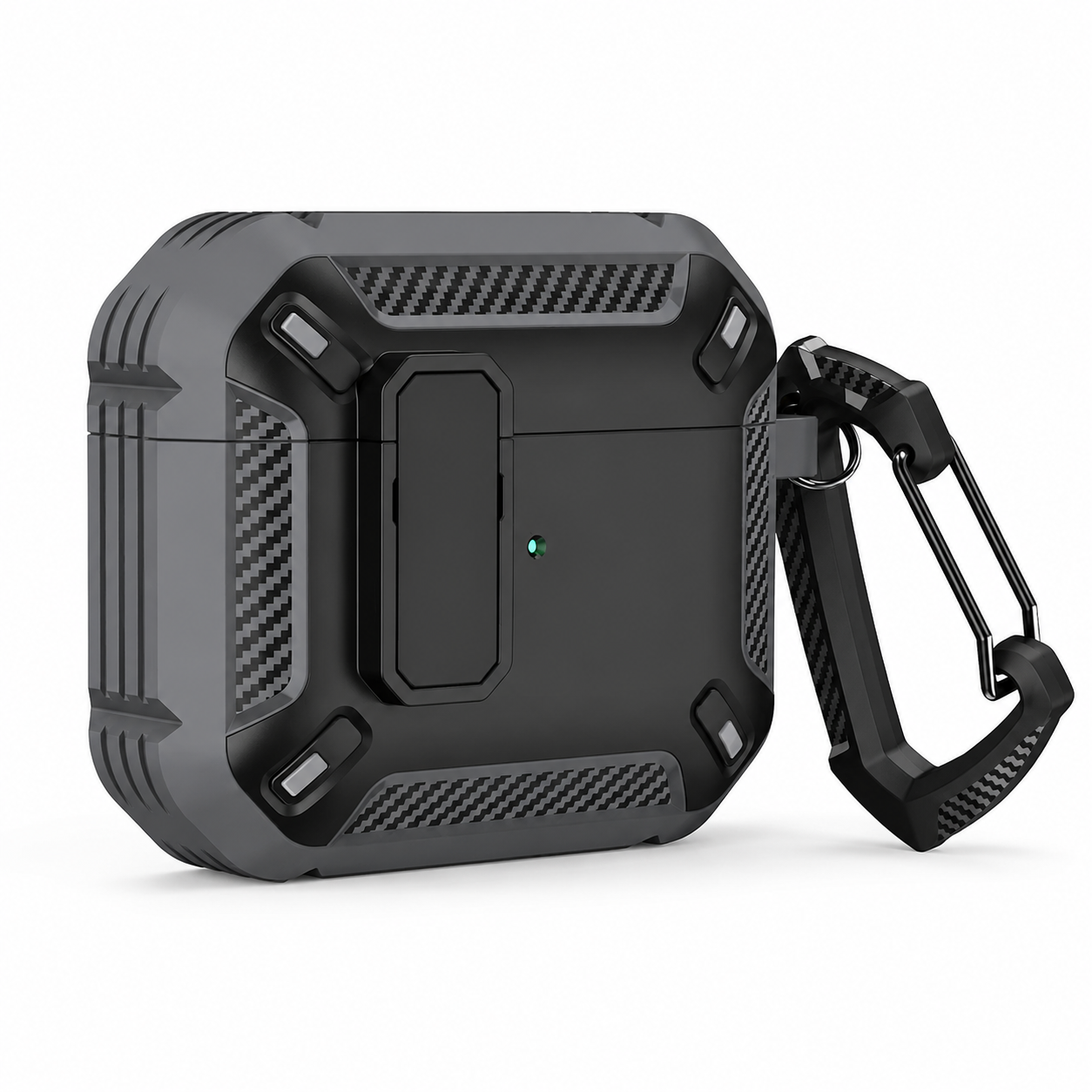 Premium Carbon Fiber AirPods Case Cover Shockproof TPU Protective Case Secure Lock Wireless Charging Anti-Scratch Compatible with AirPods