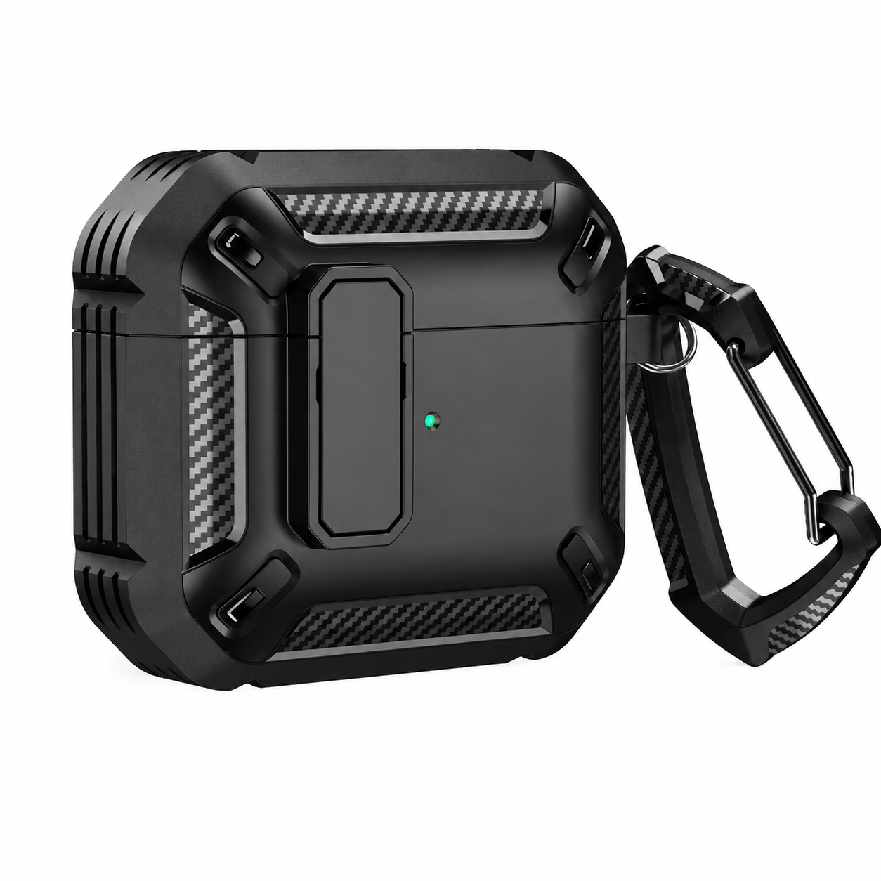 Premium Carbon Fiber AirPods Case Cover Shockproof TPU Protective Case Secure Lock Wireless Charging Anti-Scratch Compatible with AirPods