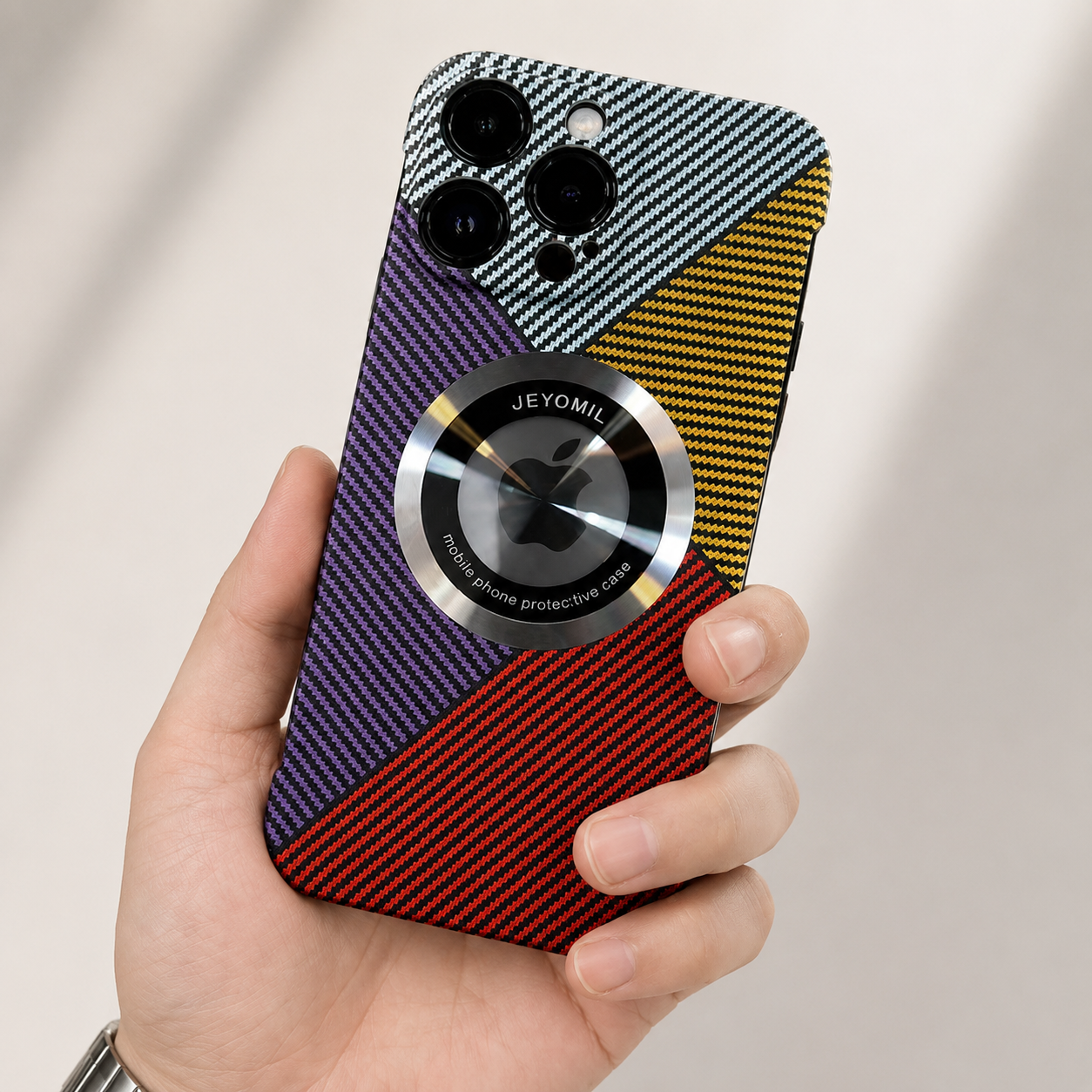 Premium Carbon Fiber MagSafe iPhone Case Frameless Magnetic Cover Magnifying Glass Design Slim Lightweight Shockproof Protective Cover