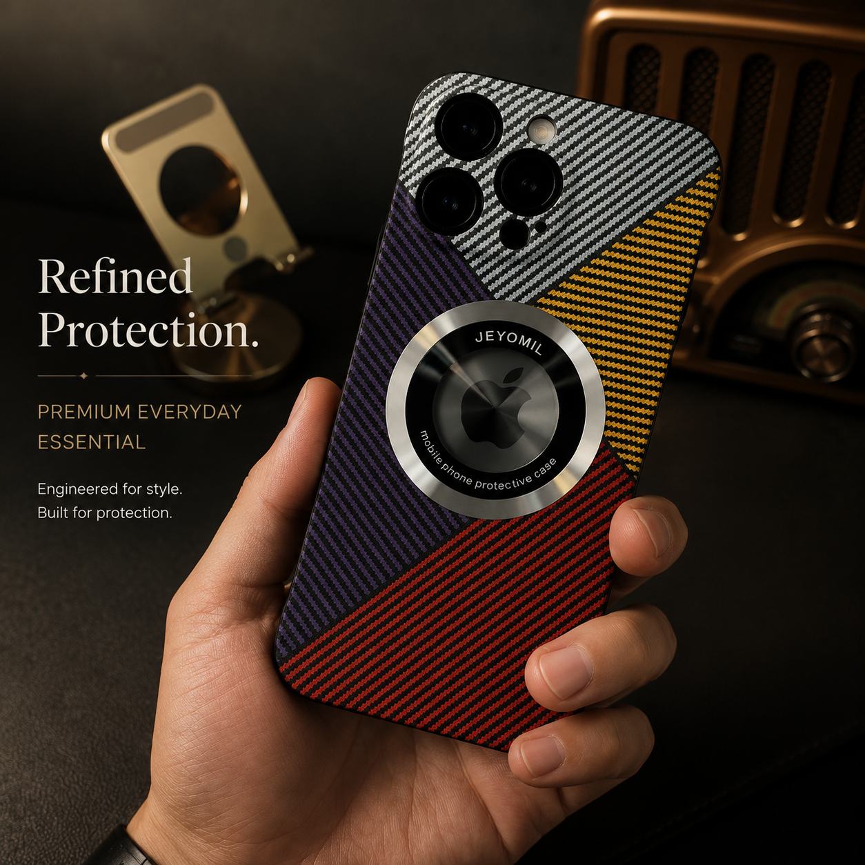 Premium Carbon Fiber MagSafe iPhone Case Frameless Magnetic Cover Magnifying Glass Design Slim Lightweight Shockproof Protective Cover