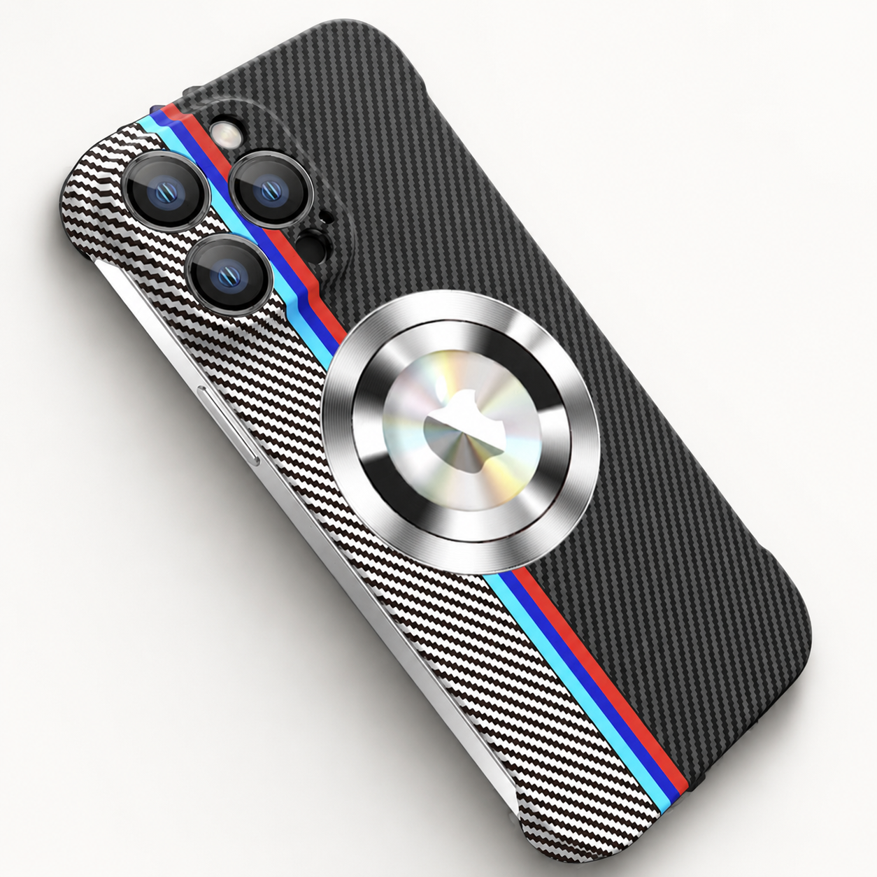 Premium Carbon Fiber MagSafe iPhone Case Frameless Magnetic Cover Magnifying Glass Design Slim Lightweight Shockproof Protective Cover