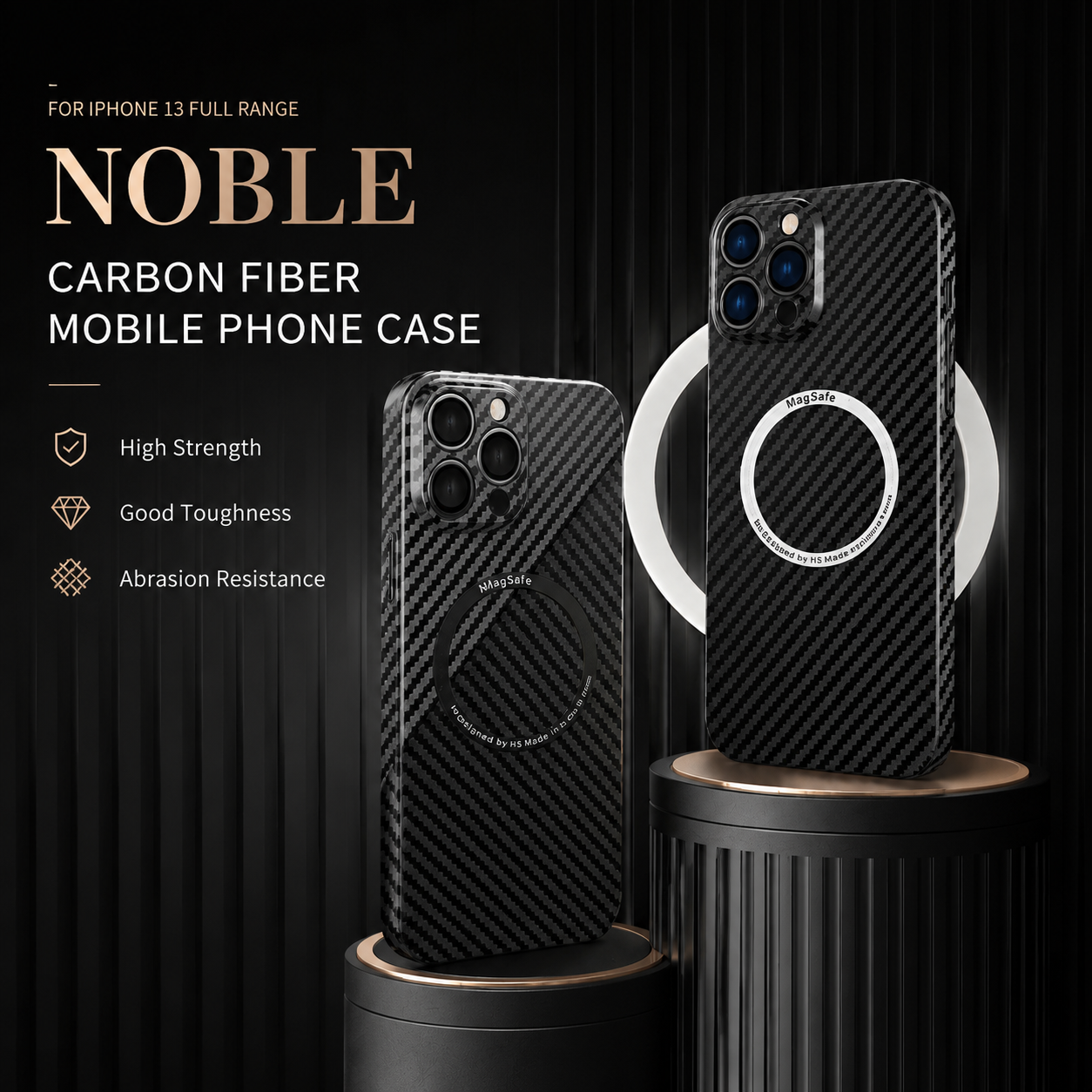 Premium Carbon Fiber MagSafe iPhone Case Magnetic Slim Protective Cover Shockproof Matte Textured Design Wireless Charging Compatible Durable Case