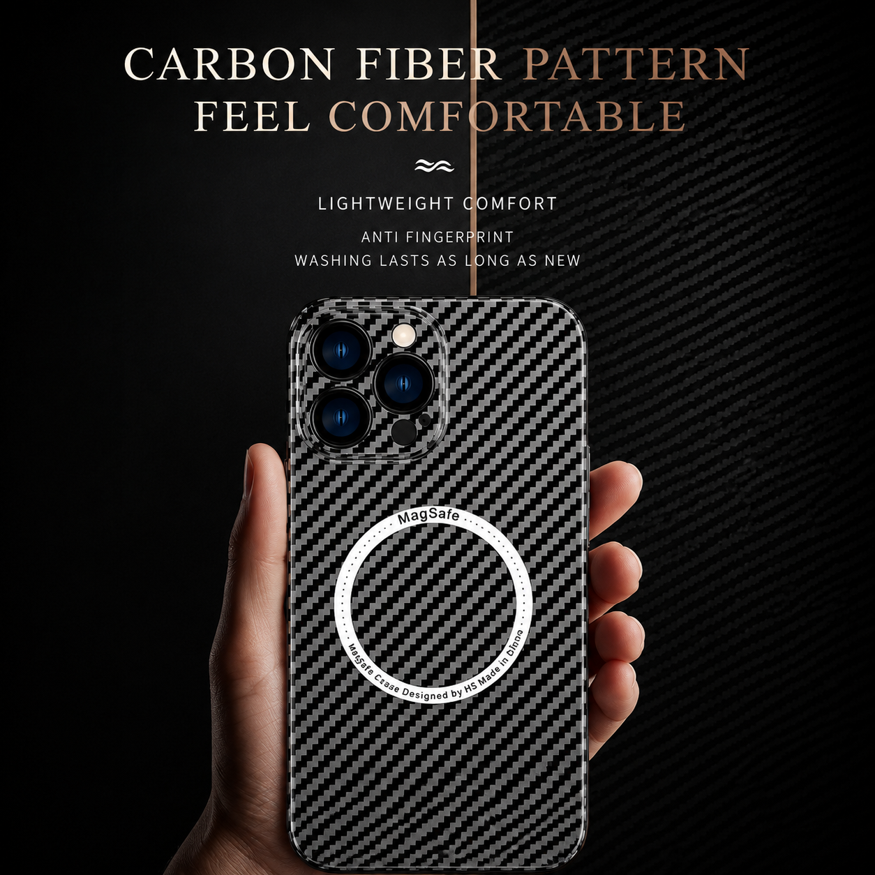 Premium Carbon Fiber MagSafe iPhone Case Magnetic Slim Protective Cover Shockproof Matte Textured Design Wireless Charging Compatible Durable Case