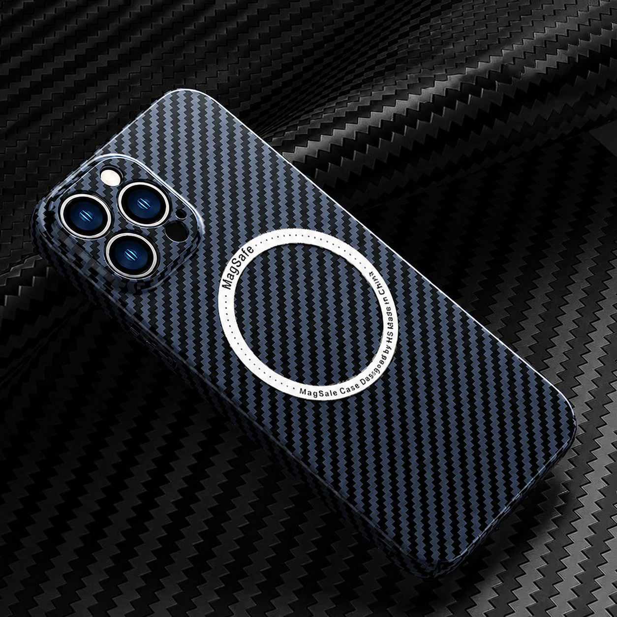 Premium Carbon Fiber MagSafe iPhone Case Magnetic Slim Protective Cover Shockproof Matte Textured Design Wireless Charging Compatible Durable Case
