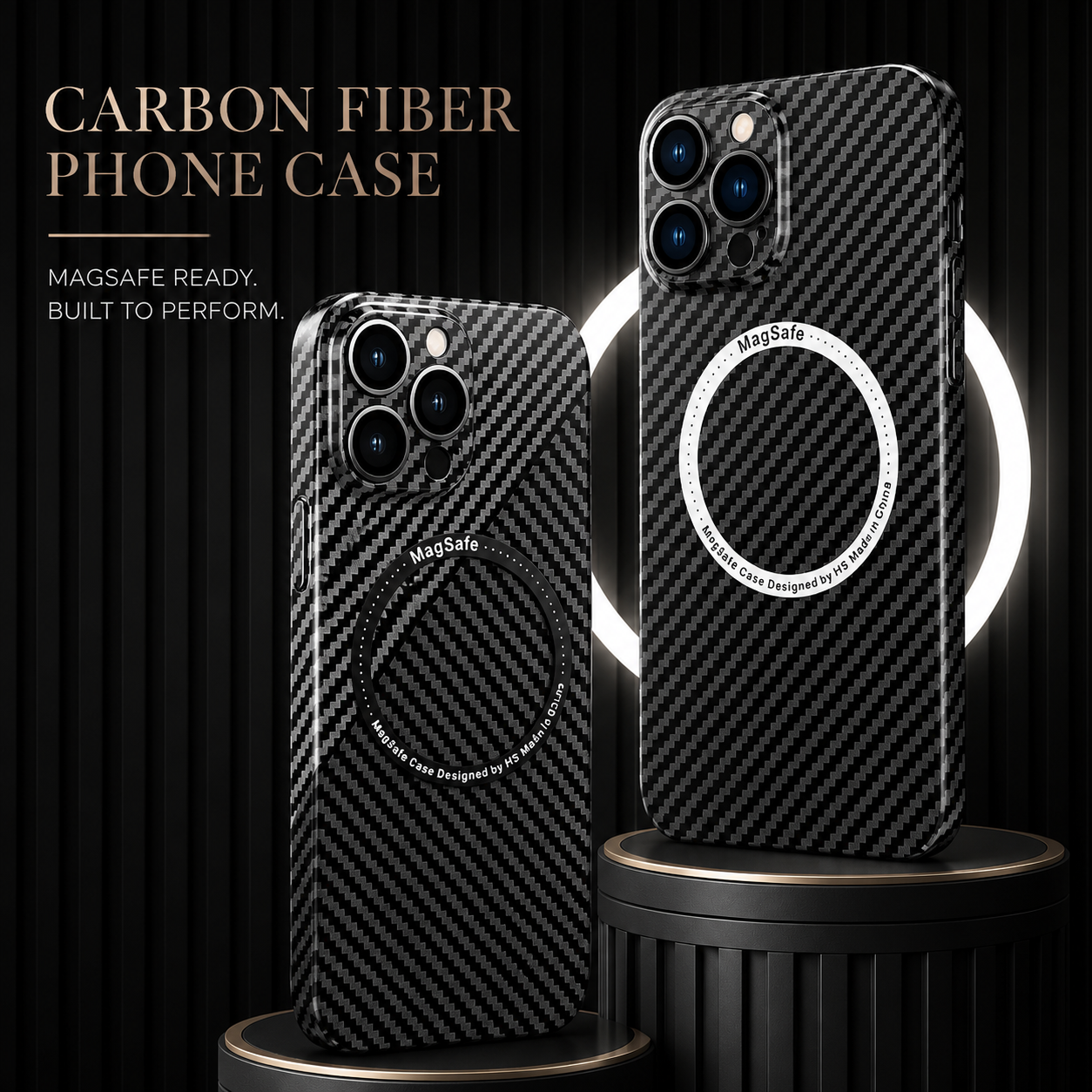 Premium Carbon Fiber MagSafe iPhone Case Magnetic Slim Protective Cover Shockproof Matte Textured Design Wireless Charging Compatible Durable Case