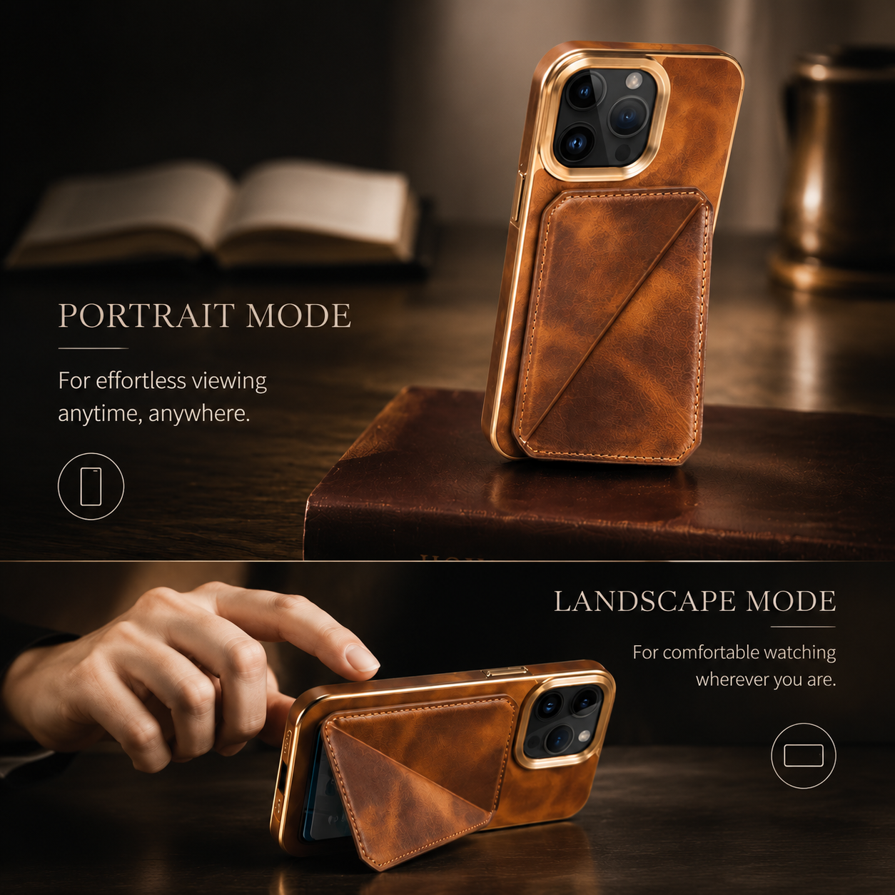 Premium Cowhide Leather iPhone Case Wallet Cover Magnetic Card Holder Plating Shell Shockproof Protective Case Full Coverage Luxury Design
