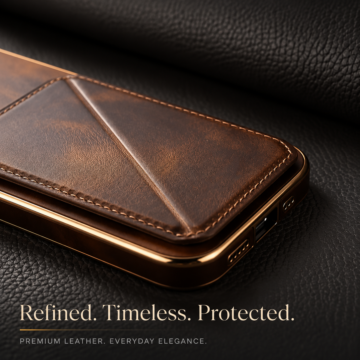 Premium Cowhide Leather iPhone Case Wallet Cover Magnetic Card Holder Plating Shell Shockproof Protective Case Full Coverage Luxury Design