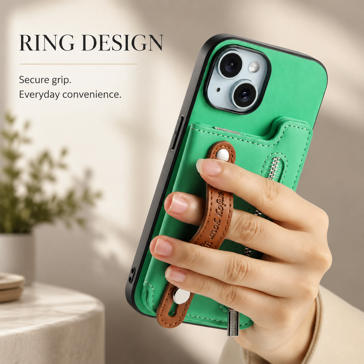 Premium Detachable Zipper Wallet iPhone Case Magnetic Flip Cover Card Holder Wrist Strap Shockproof Protective Case Full Coverage Design