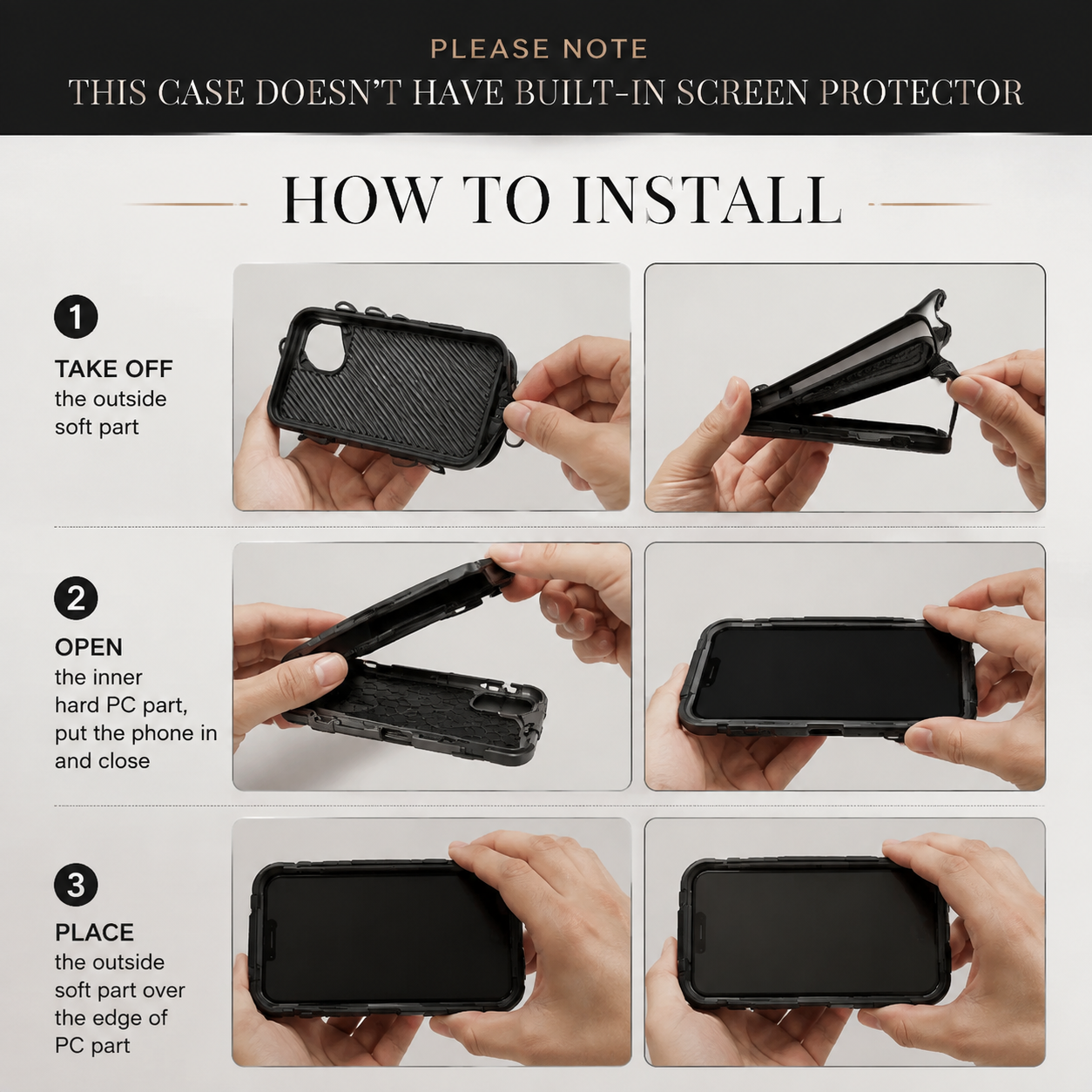 Premium Durable iPhone Case Heavy Duty 3 Layer Hybrid Cover with Belt Clip Holster Shockproof Hard PC Matte Anti Fingerprint Protective Design
