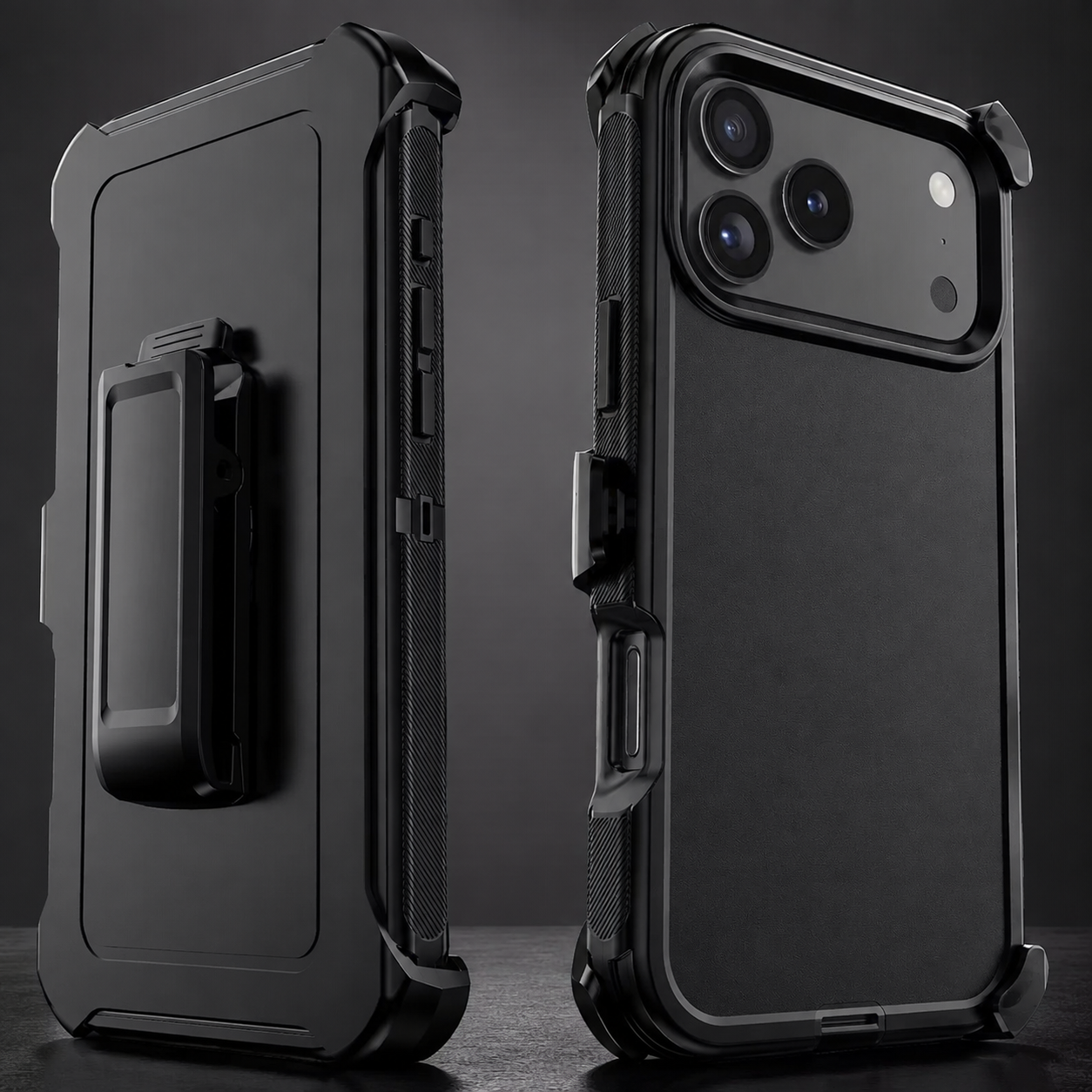 Premium Durable iPhone Case Heavy Duty 3 Layer Hybrid Cover with Belt Clip Holster Shockproof Hard PC Matte Anti Fingerprint Protective Rugged Design