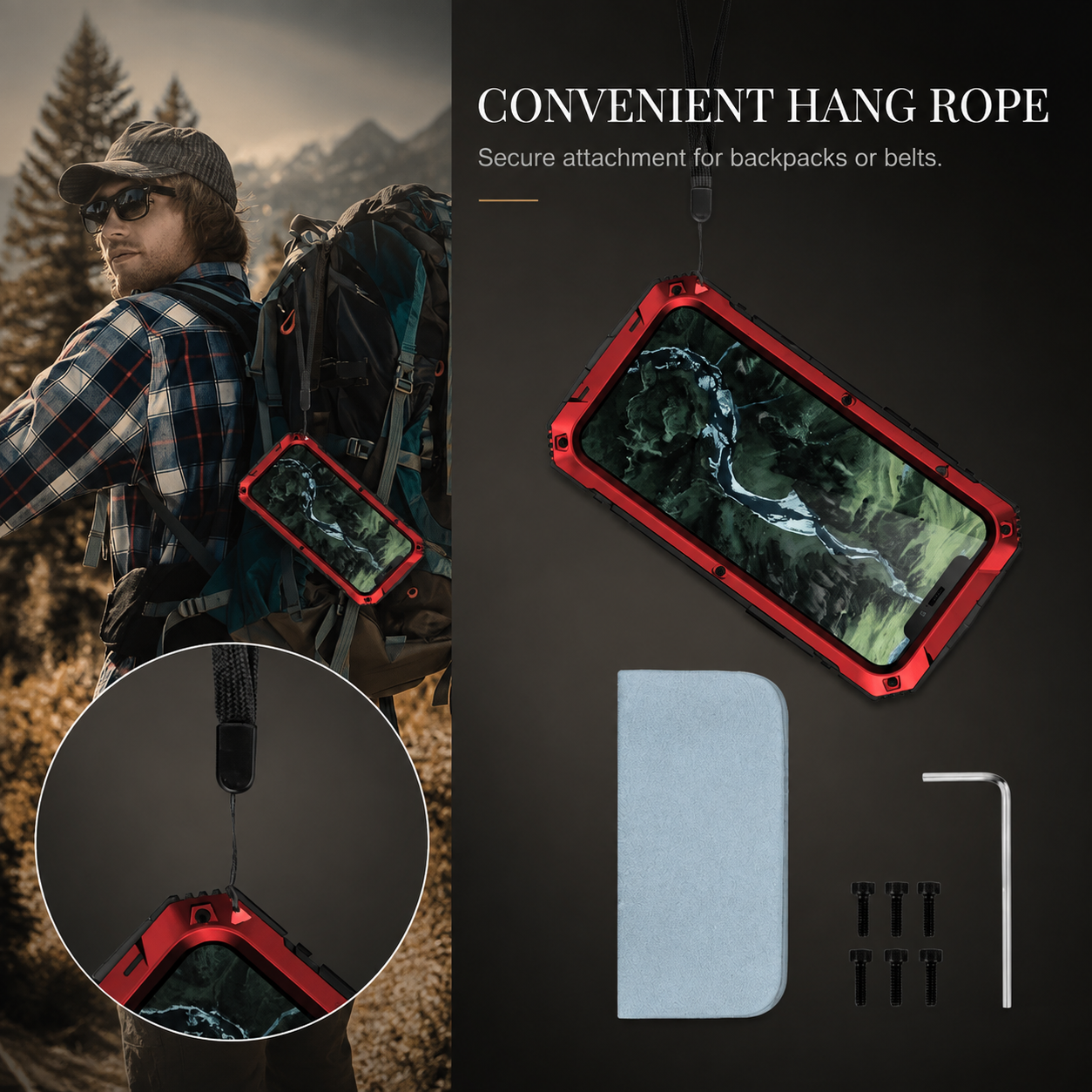 Premium Durable iPhone Case Heavy Duty Aluminum Metal Armor Cover Tempered Glass Screen IP54 Water Resistant Shockproof Full Body Protective Design