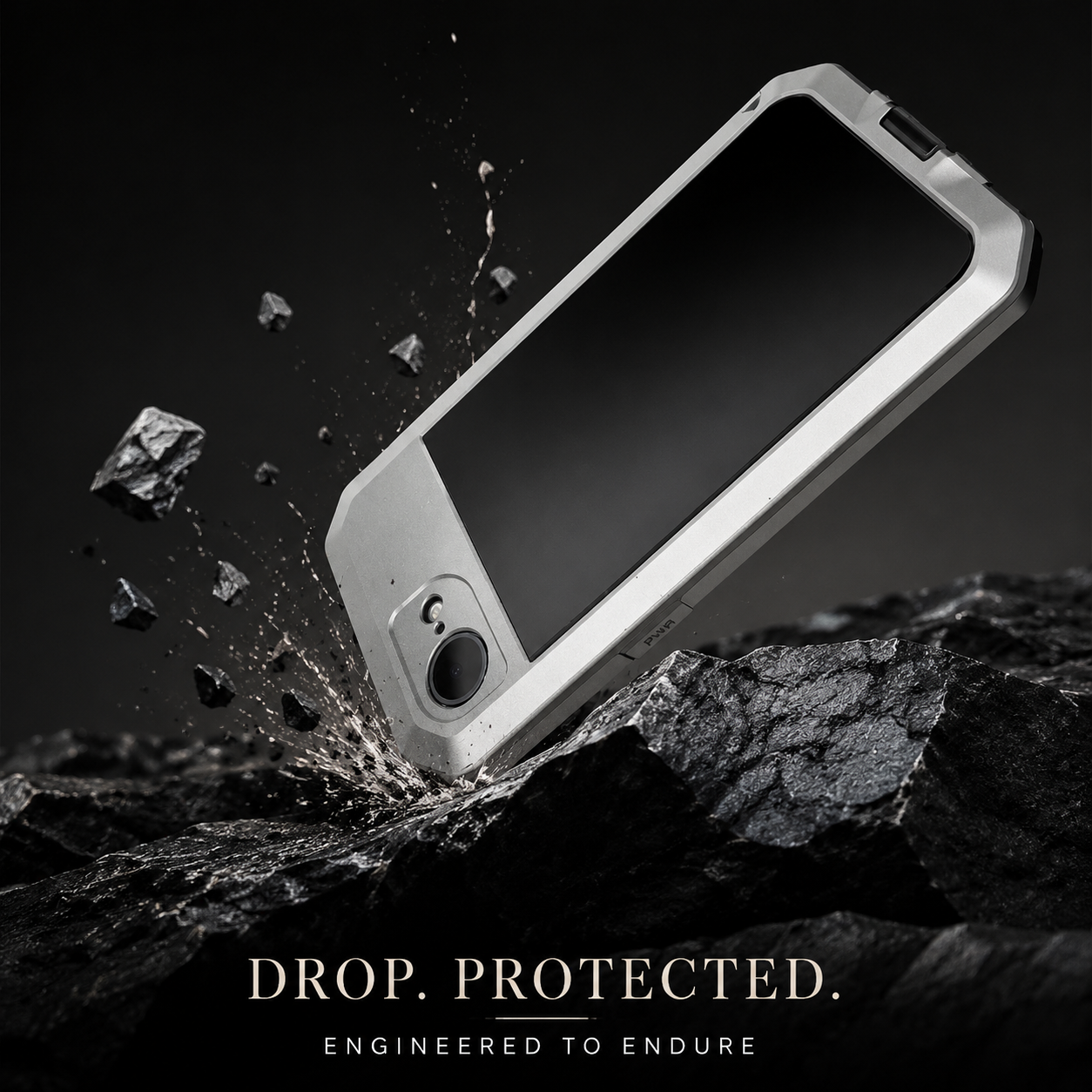 Premium Durable iPhone Case Heavy Duty Metal Cover with Built In Glass Screen Protector Shockproof PC TPU Rugged Anti Scratch Protective Design