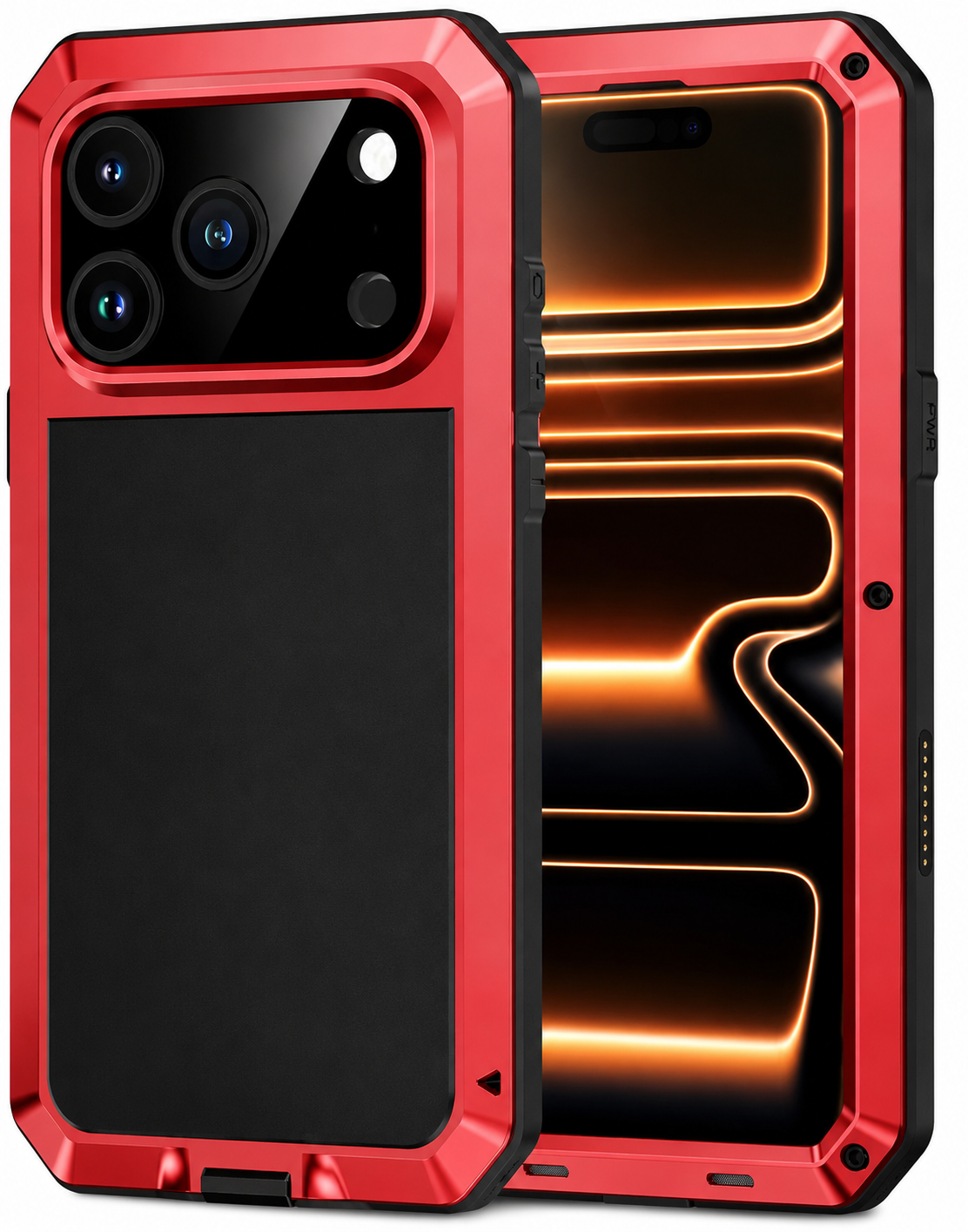 Premium Durable iPhone Case Heavy Duty Metal Cover with Built In Glass Screen Protector Shockproof PC TPU Rugged Anti Scratch Protective Design