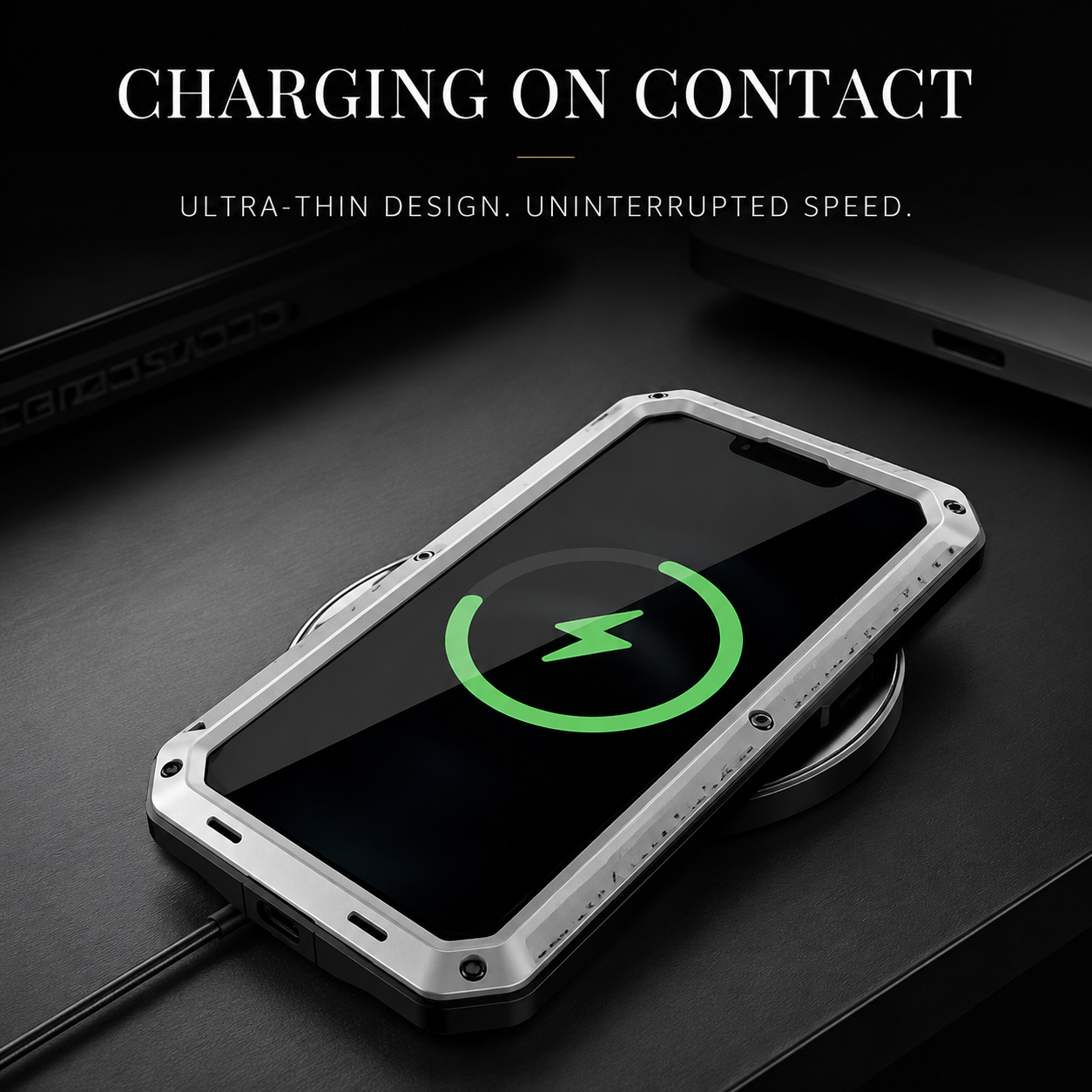 Premium Durable iPhone Case Heavy Duty Metal Cover with Built In Glass Screen Protector Shockproof PC TPU Rugged Anti Scratch Protective Design