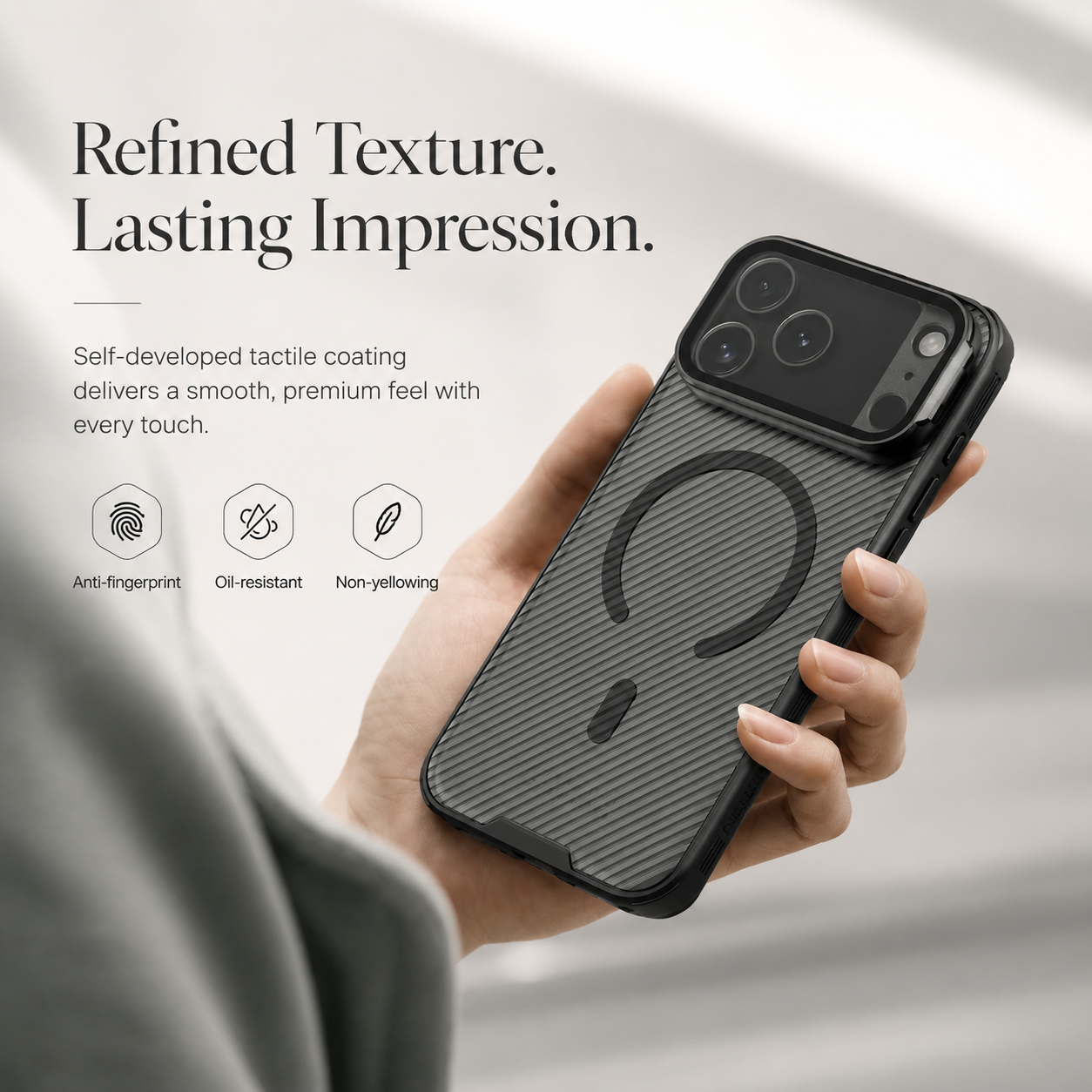 Premium Durable iPhone Case MagSafe Compatible CamShield Cover Foldable Lens Stand Shockproof Textured PC Half Wrapped Non Slip Protective Design