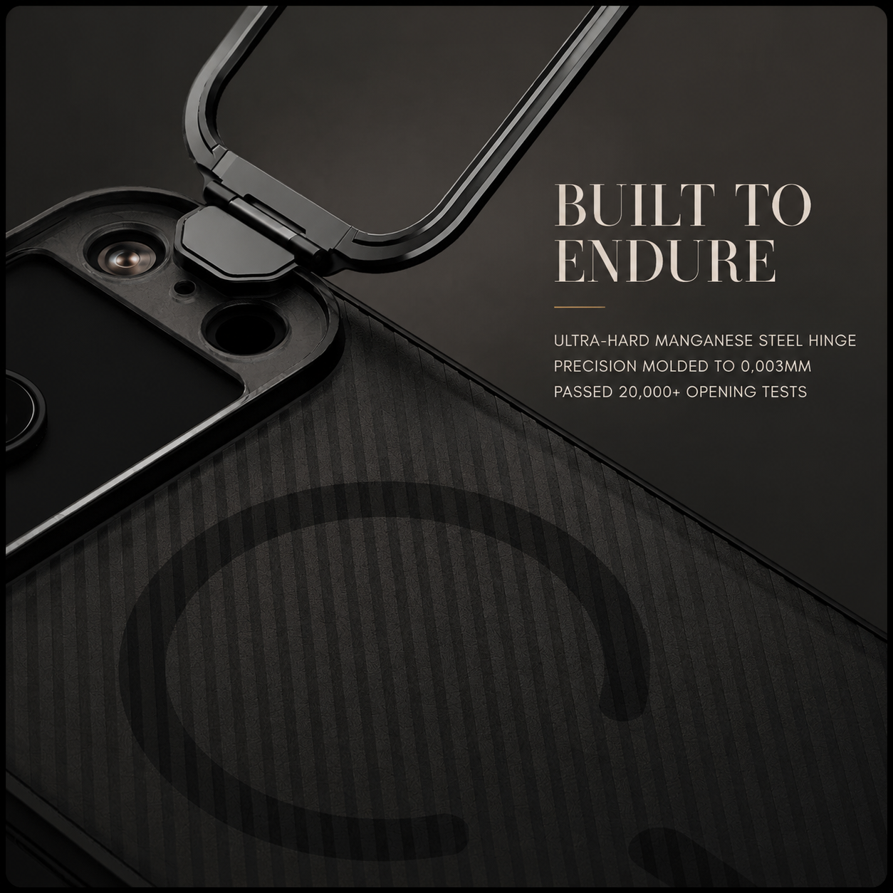 Premium Durable iPhone Case MagSafe Compatible CamShield Cover Foldable Lens Stand Shockproof Textured PC Half Wrapped Non Slip Protective Design