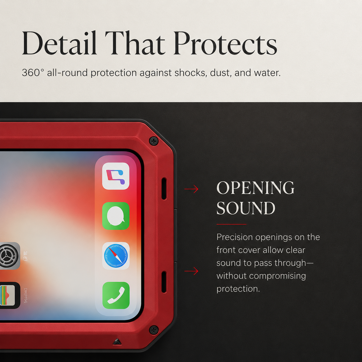 Premium Durable iPhone Case Shockproof Armor Aluminum Metal Full Protective Bumper Cover Anti Fingerprint Non Slip Anti Scratch Rugged Design