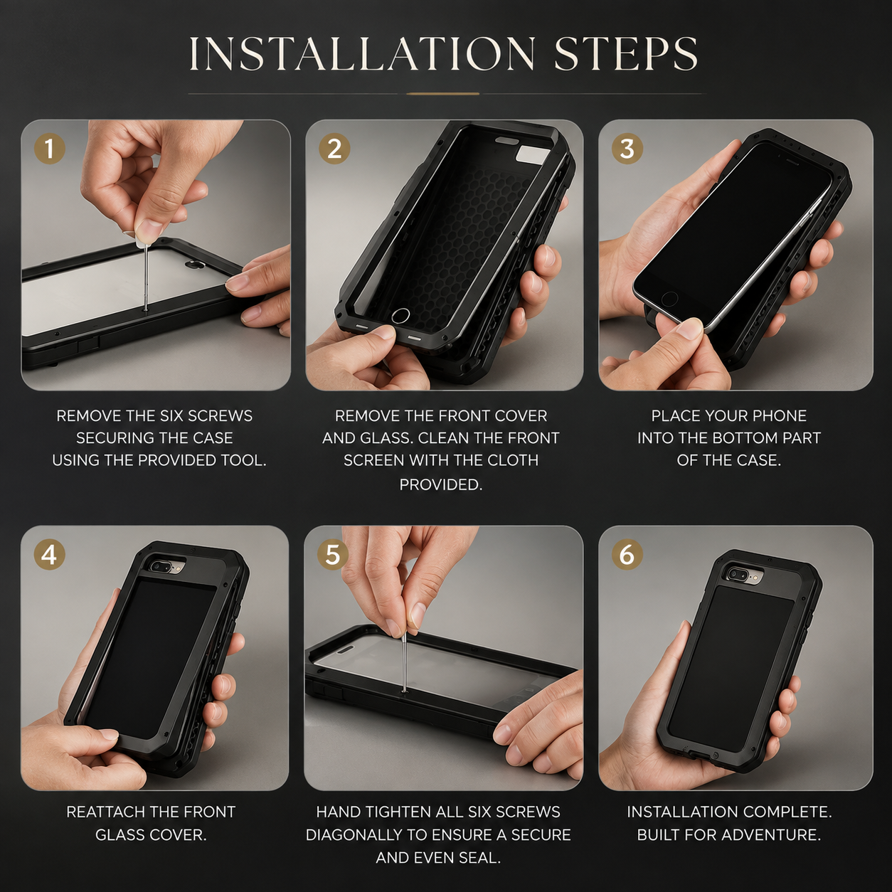 Premium Durable iPhone Case Shockproof Armor Aluminum Metal Full Protective Bumper Cover Anti Fingerprint Non Slip Anti Scratch Rugged Design
