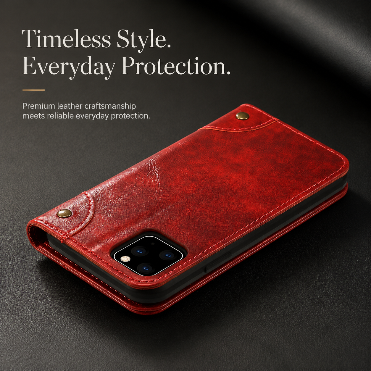 Premium Genuine Leather iPhone Case Wallet Flip Cover Card Holder Magnetic Closure Stand Function Shockproof Protective Full Coverage Design