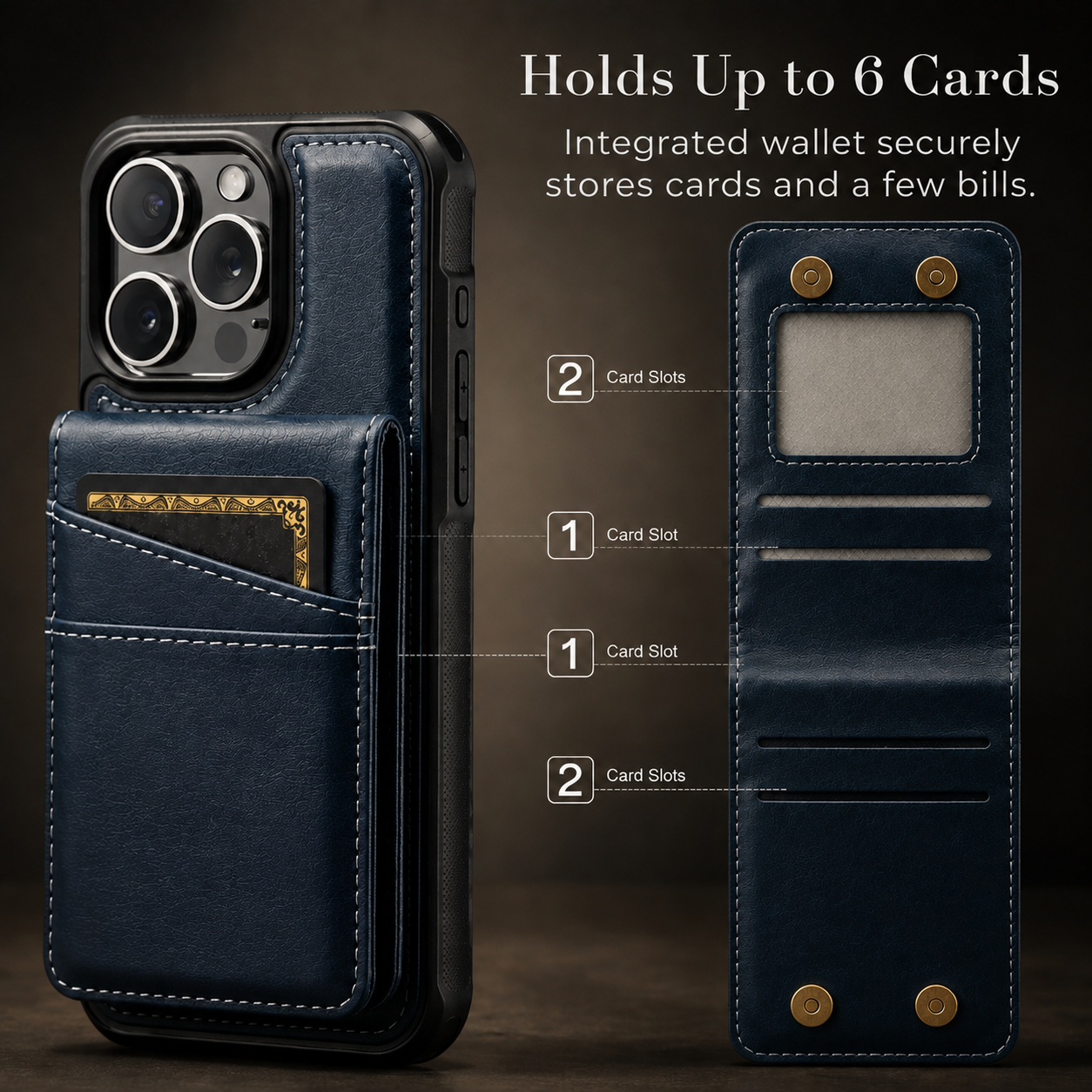 Premium Luxury iPhone Case 2-in-1 Detachable Magnetic Wallet Cover PU Leather Card Holder Cash Pocket Wrist Strap Shockproof Full Protection Slim Design Finish