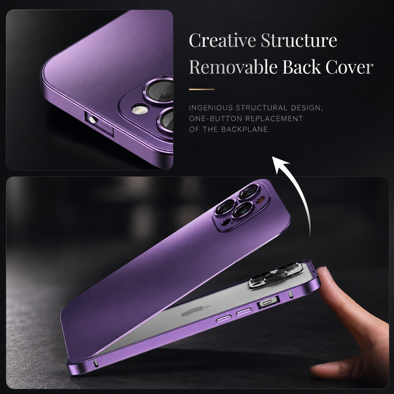 Premium Luxury iPhone Case Aluminum Alloy Frame PC Back Cover Shockproof Camera Protection Slim Lightweight Protective Durable Design Finish