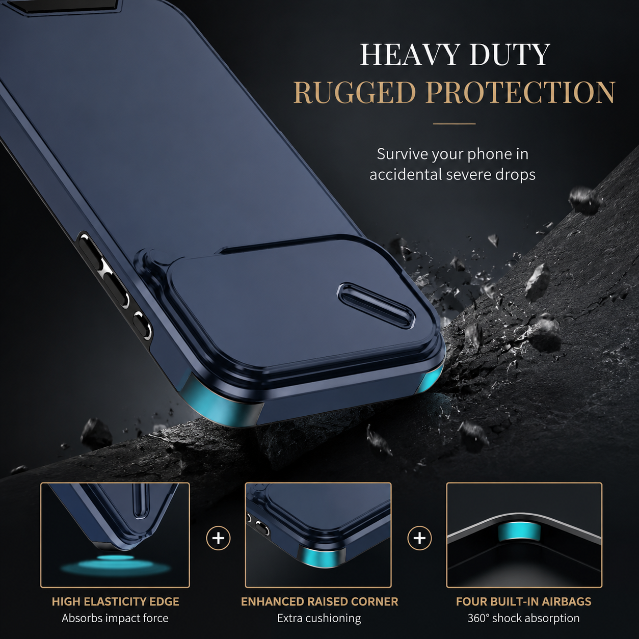 Premium Luxury iPhone Case Anti Collision Shockproof Slide Camera Cover PC TPU Dual Layer Anti Scratch Protective Durable Rugged Design Full Coverage