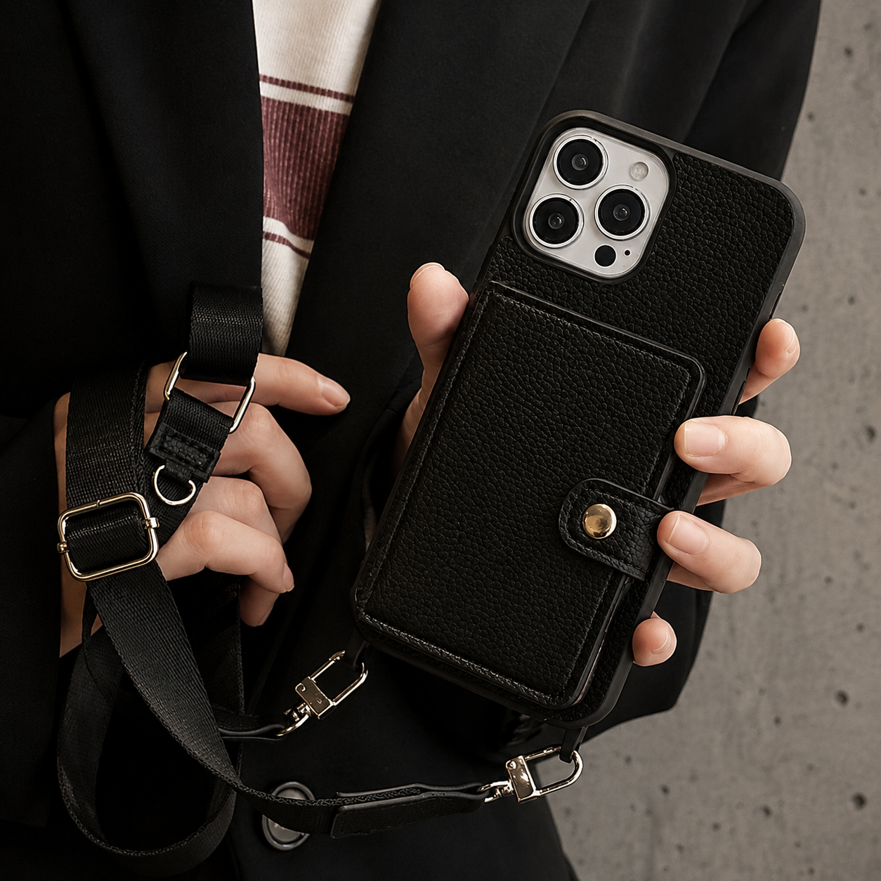 Premium Luxury iPhone Case Crossbody Wallet Cover PU Leather Card Holder Coin Pocket RFID Protection Shoulder Strap Shockproof Full Protection Slim Design Finish