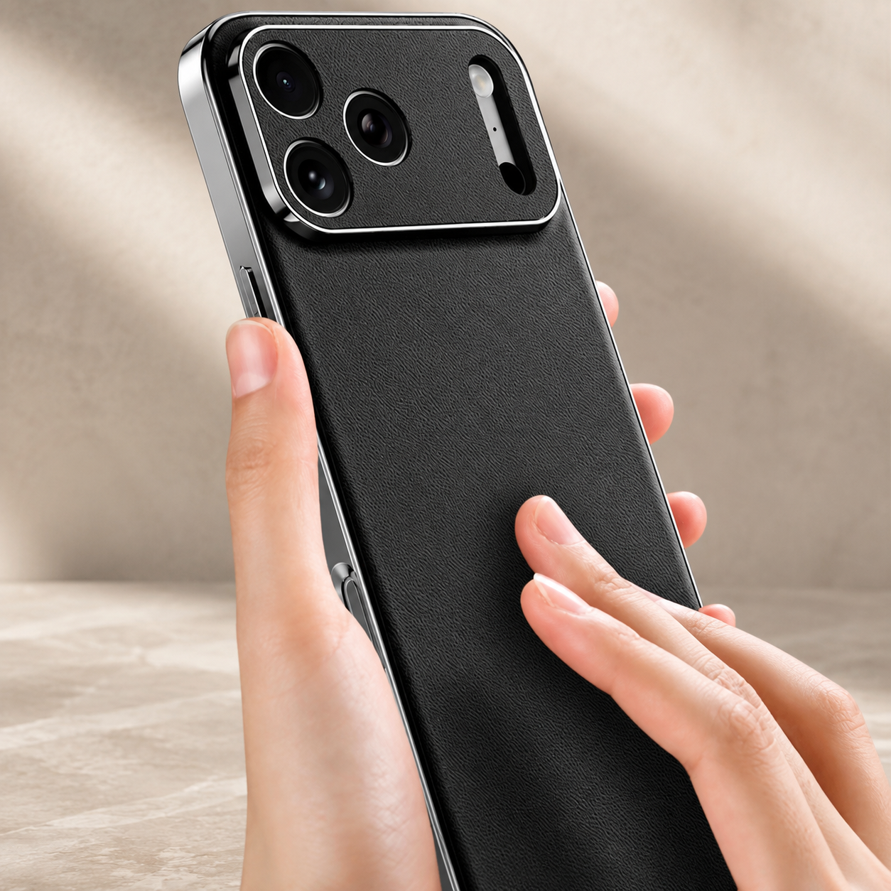 Premium Luxury iPhone Case Genuine Cowhide Leather Cover Shockproof Frame Full Camera Lens Protection Anti Slip Matte Finish Slim Protective Design