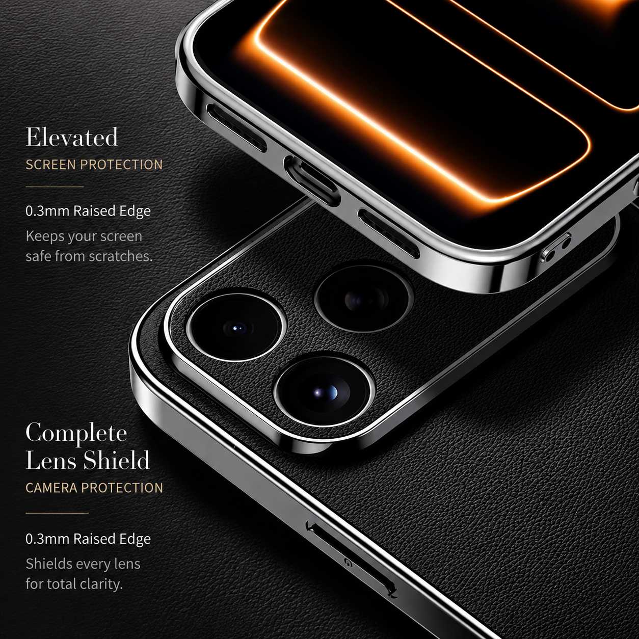 Premium Luxury iPhone Case Genuine Cowhide Leather Cover Shockproof Frame Full Camera Lens Protection Anti Slip Matte Finish Slim Protective Design