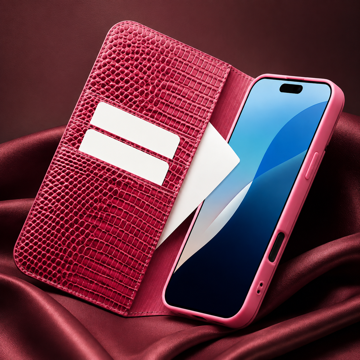 Premium Luxury iPhone Case Genuine Cowhide Leather Flip Cover Crocodile Grain Wallet Card Holder Magnetic Closure Shockproof Full Body Protection Slim Design Finish