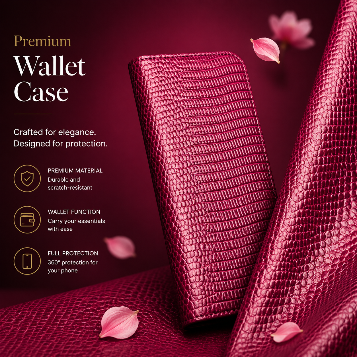 Premium Luxury iPhone Case Genuine Cowhide Leather Flip Cover Crocodile Grain Wallet Card Holder Magnetic Closure Shockproof Full Body Protection Slim Design Finish