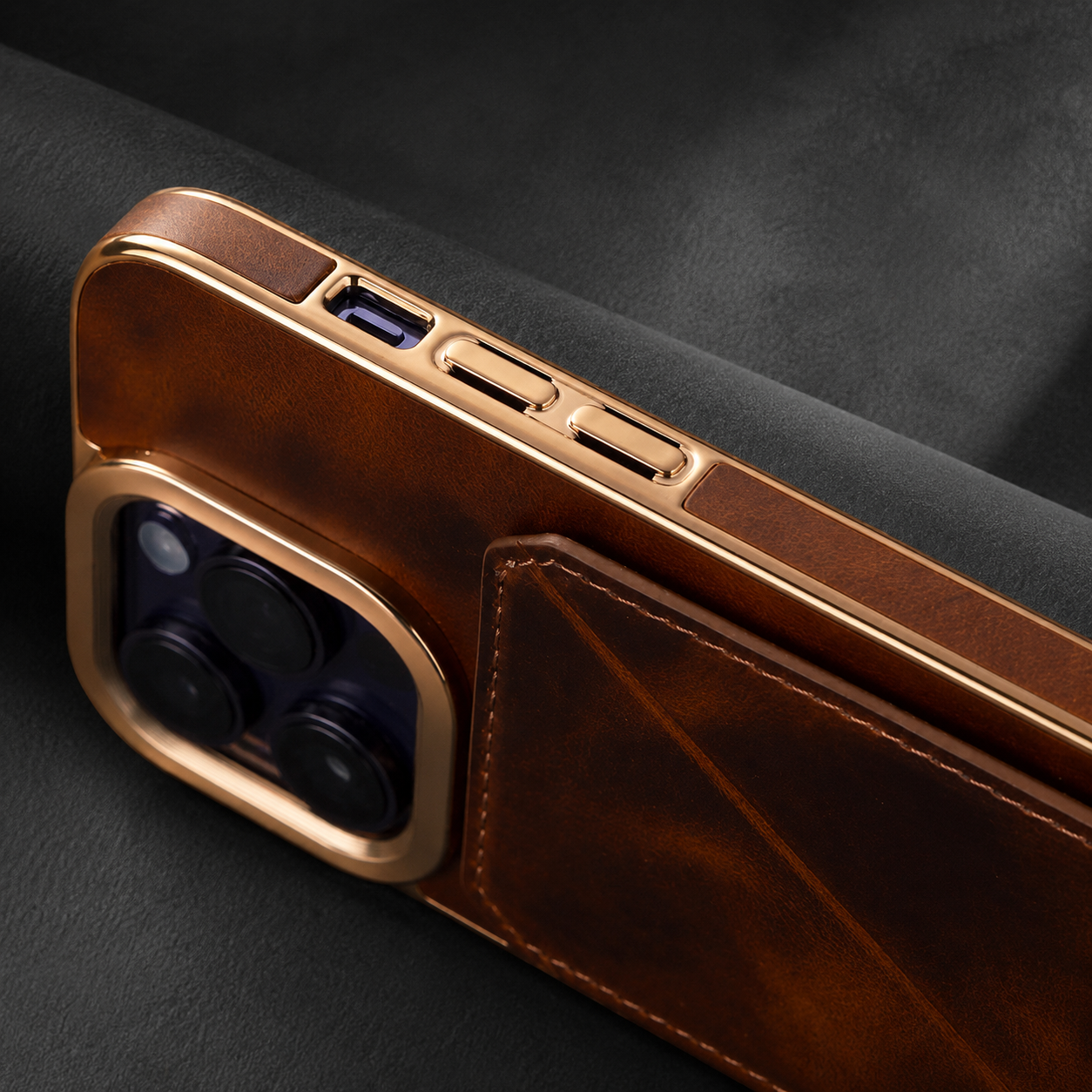 Premium Luxury iPhone Case Genuine Cowhide Leather Wallet Cover Magnetic Card Holder Metal Frame Shockproof Full Body Protection Slim Design Finish