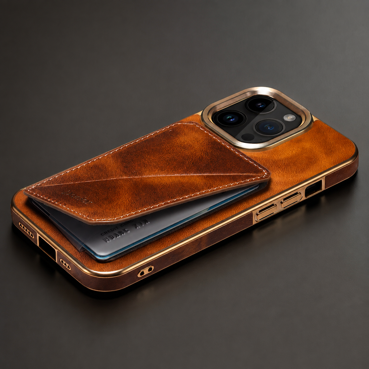 Premium Luxury iPhone Case Genuine Cowhide Leather Wallet Cover Magnetic Card Holder Metal Frame Shockproof Full Body Protection Slim Design Finish