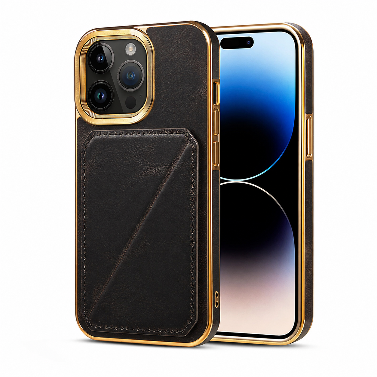 Premium Luxury iPhone Case Genuine Cowhide Leather Wallet Cover Magnetic Card Holder Metal Frame Shockproof Full Body Protection Slim Design Finish