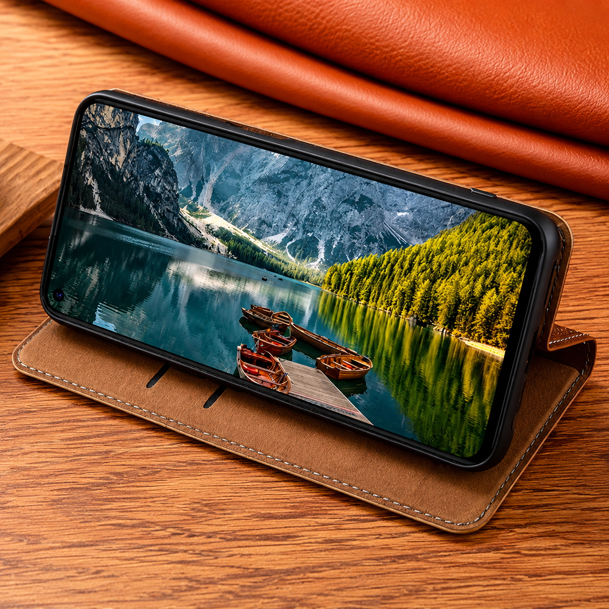Premium Luxury iPhone Case Genuine Nappa Leather Wallet Flip Cover Card Holder Magnetic Closure Shockproof Full Body Protection Slim Business Design Finish