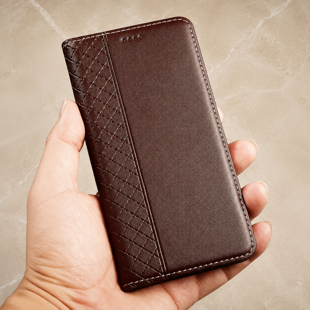 Premium Luxury iPhone Case Genuine Nappa Leather Wallet Flip Cover Card Holder Magnetic Closure Shockproof Full Body Protection Slim Business Design Finish