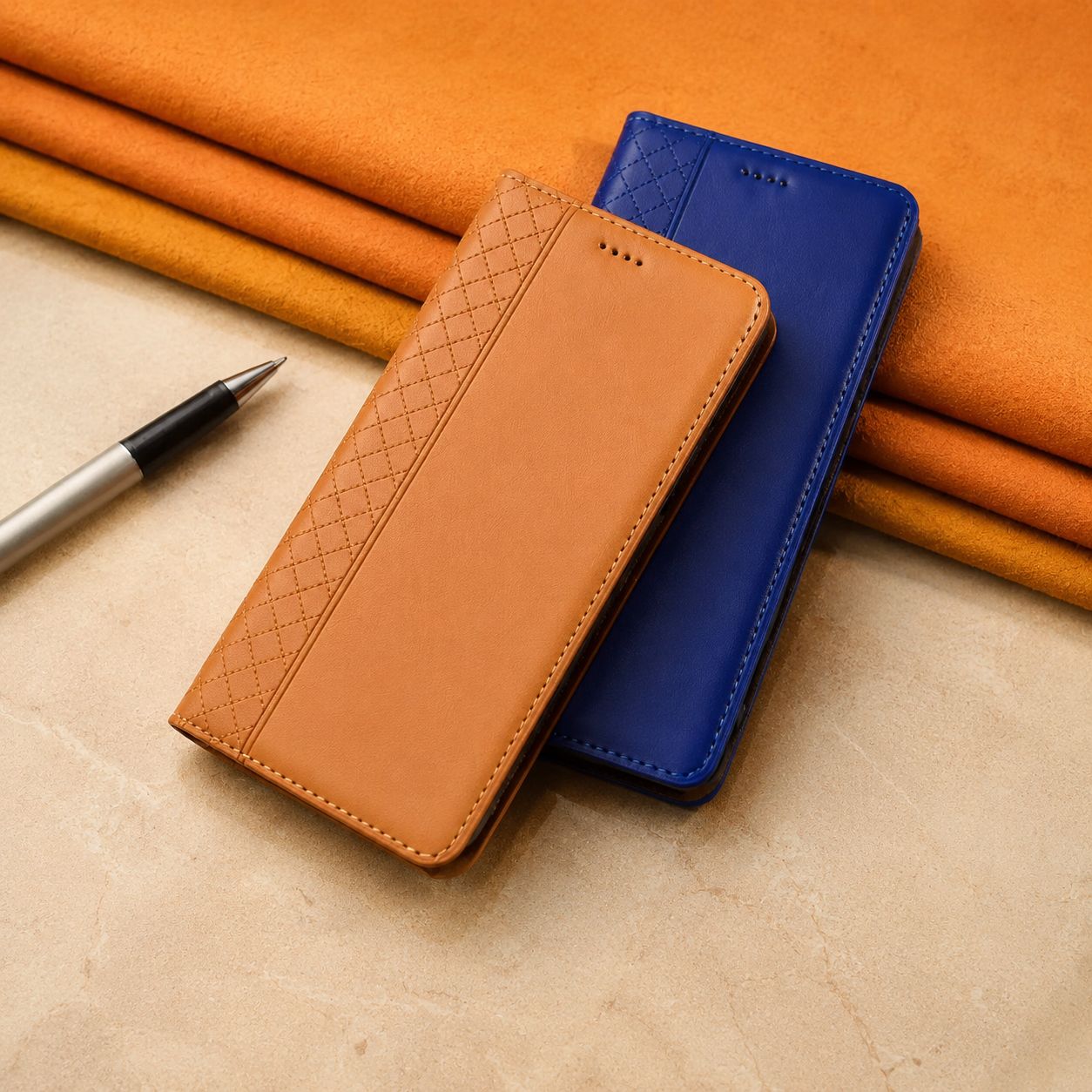 Premium Luxury iPhone Case Genuine Nappa Leather Wallet Flip Cover Card Holder Magnetic Closure Shockproof Full Body Protection Slim Business Design Finish