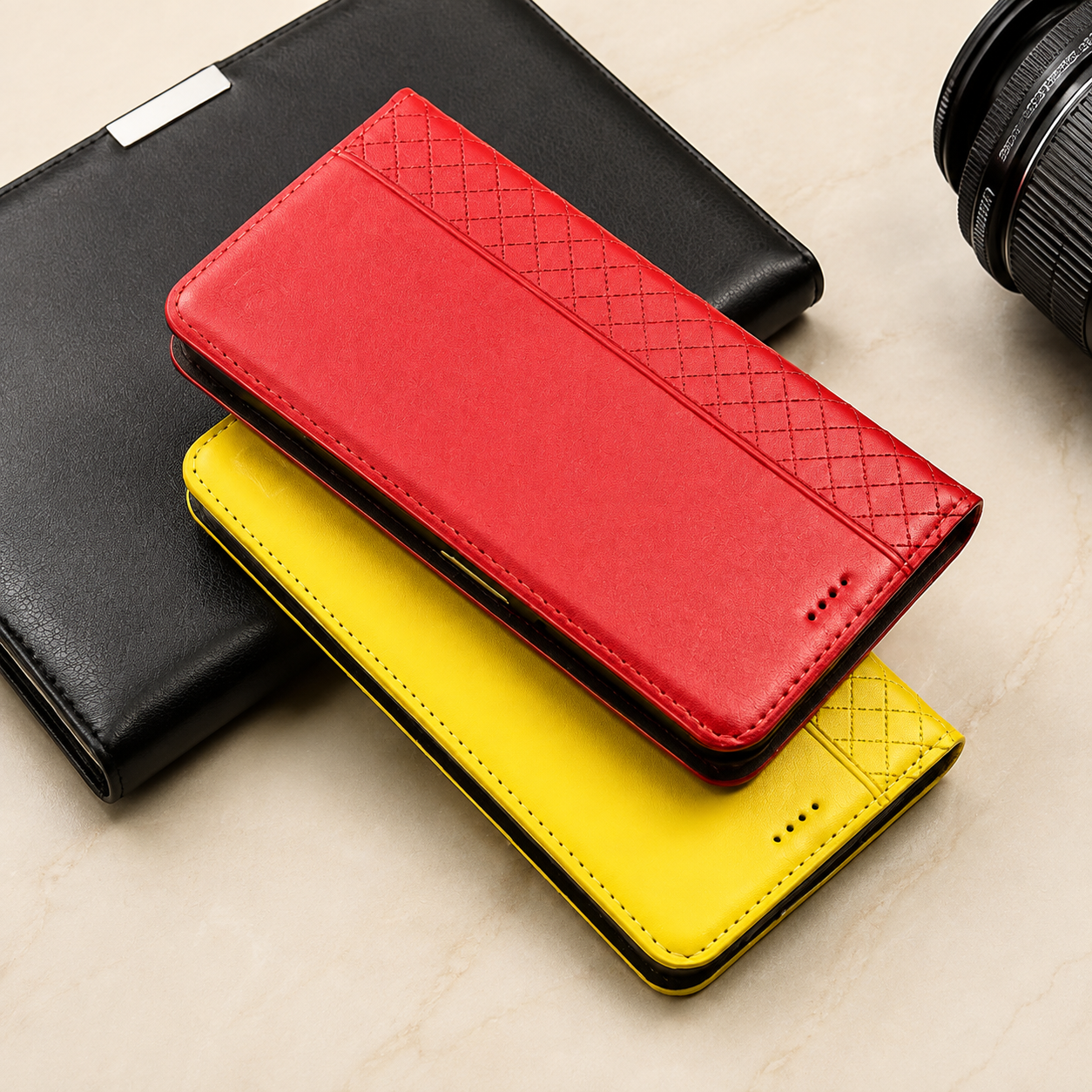 Premium Luxury iPhone Case Genuine Nappa Leather Wallet Flip Cover Card Holder Magnetic Closure Shockproof Full Body Protection Slim Business Design Finish
