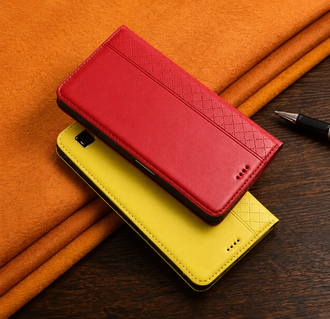 Premium Luxury iPhone Case Genuine Nappa Leather Wallet Flip Cover Card Holder Magnetic Closure Shockproof Full Body Protection Slim Business Design Finish