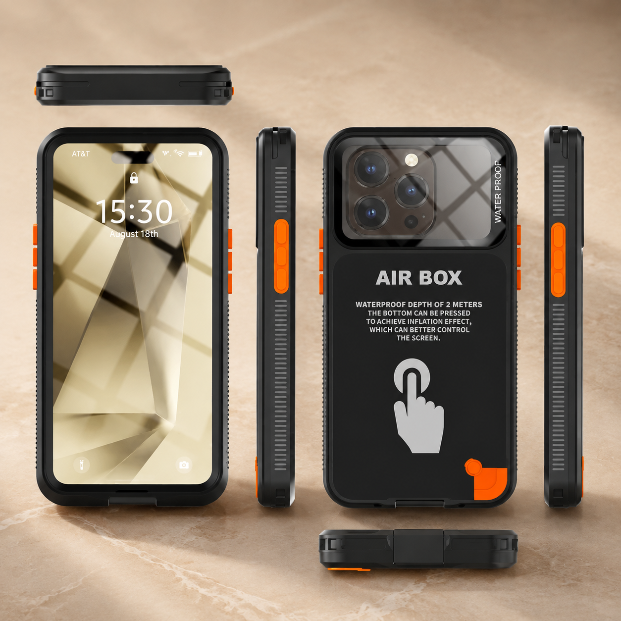 Premium Luxury iPhone Case IP68 Waterproof Cover Full Body Sealed Shockproof Dustproof Protective Outdoor Design Heavy Duty Durable Finish Style