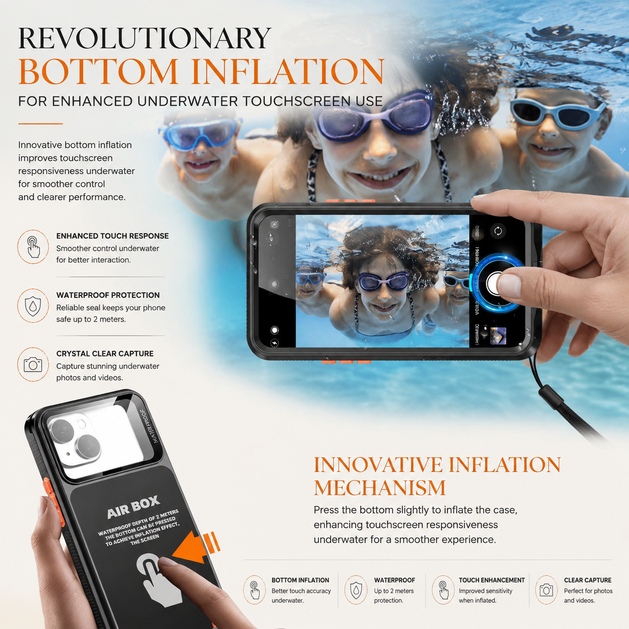 Premium Luxury iPhone Case IP68 Waterproof Cover Full Body Sealed Shockproof Dustproof Protective Outdoor Design Heavy Duty Durable Finish Style