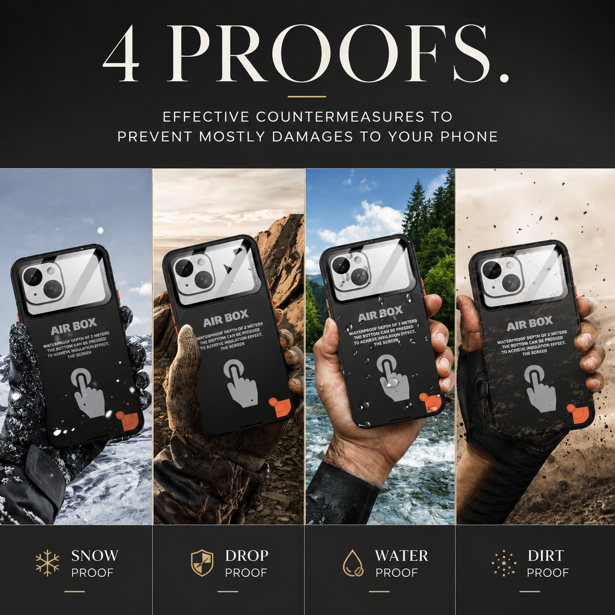 Premium Luxury iPhone Case IP68 Waterproof Cover Full Body Sealed Shockproof Dustproof Protective Outdoor Design Heavy Duty Durable Finish Style