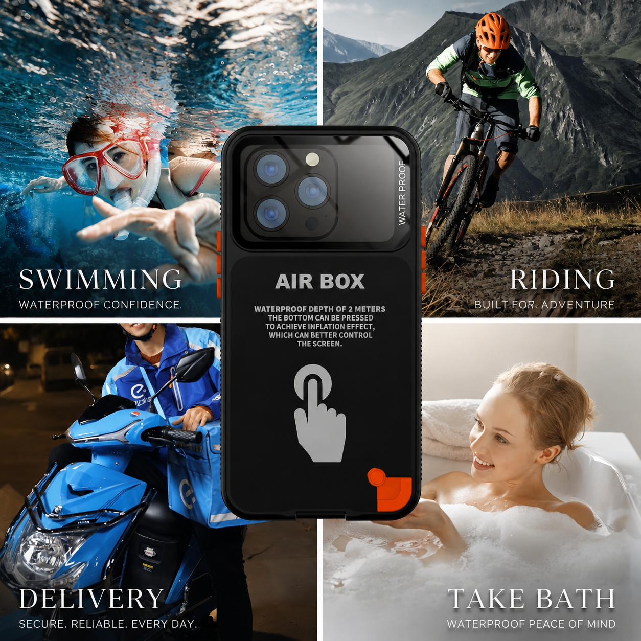 Premium Luxury iPhone Case IP68 Waterproof Cover Full Body Sealed Shockproof Dustproof Protective Outdoor Design Heavy Duty Durable Finish Style