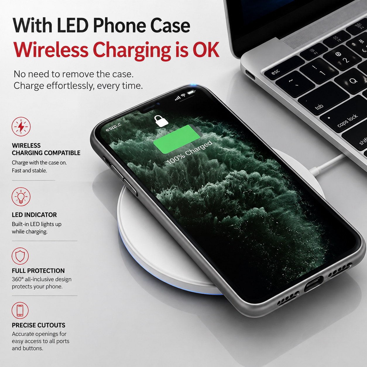 Premium Luxury iPhone Case LED Luminous Cover Golden Dragon Design Sound Reactive Tempered Glass Back Shockproof TPU Frame Ultra Thin Protection
