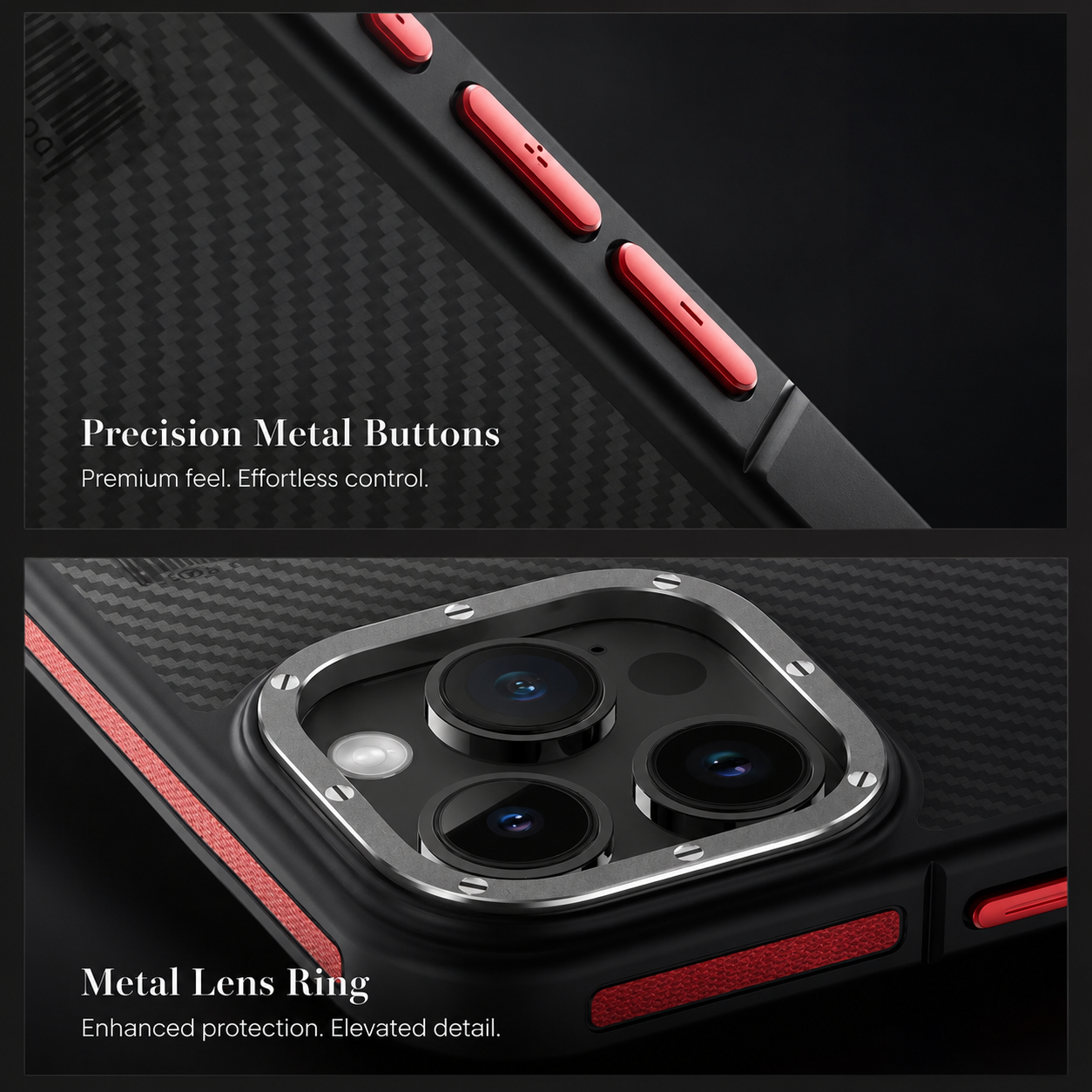 Premium Luxury iPhone Case MagSafe Compatible 600D Kevlar Carbon Fiber Cover Metal Camera Ring Dual Layer Shockproof Half Wrapped Protective Durable Design Finish