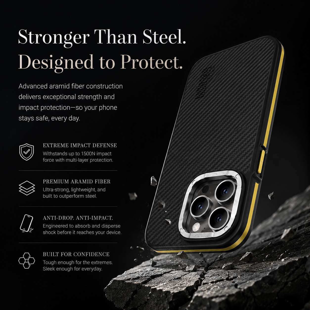 Premium Luxury iPhone Case MagSafe Compatible 600D Kevlar Carbon Fiber Cover Metal Camera Ring Dual Layer Shockproof Half Wrapped Protective Durable Design Finish