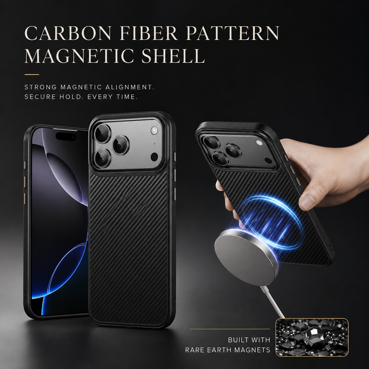 Premium Luxury iPhone Case MagSafe Compatible 600D Kevlar Carbon Fiber Cover TPU PC Hybrid Shockproof Anti Fingerprint Protective Durable Design